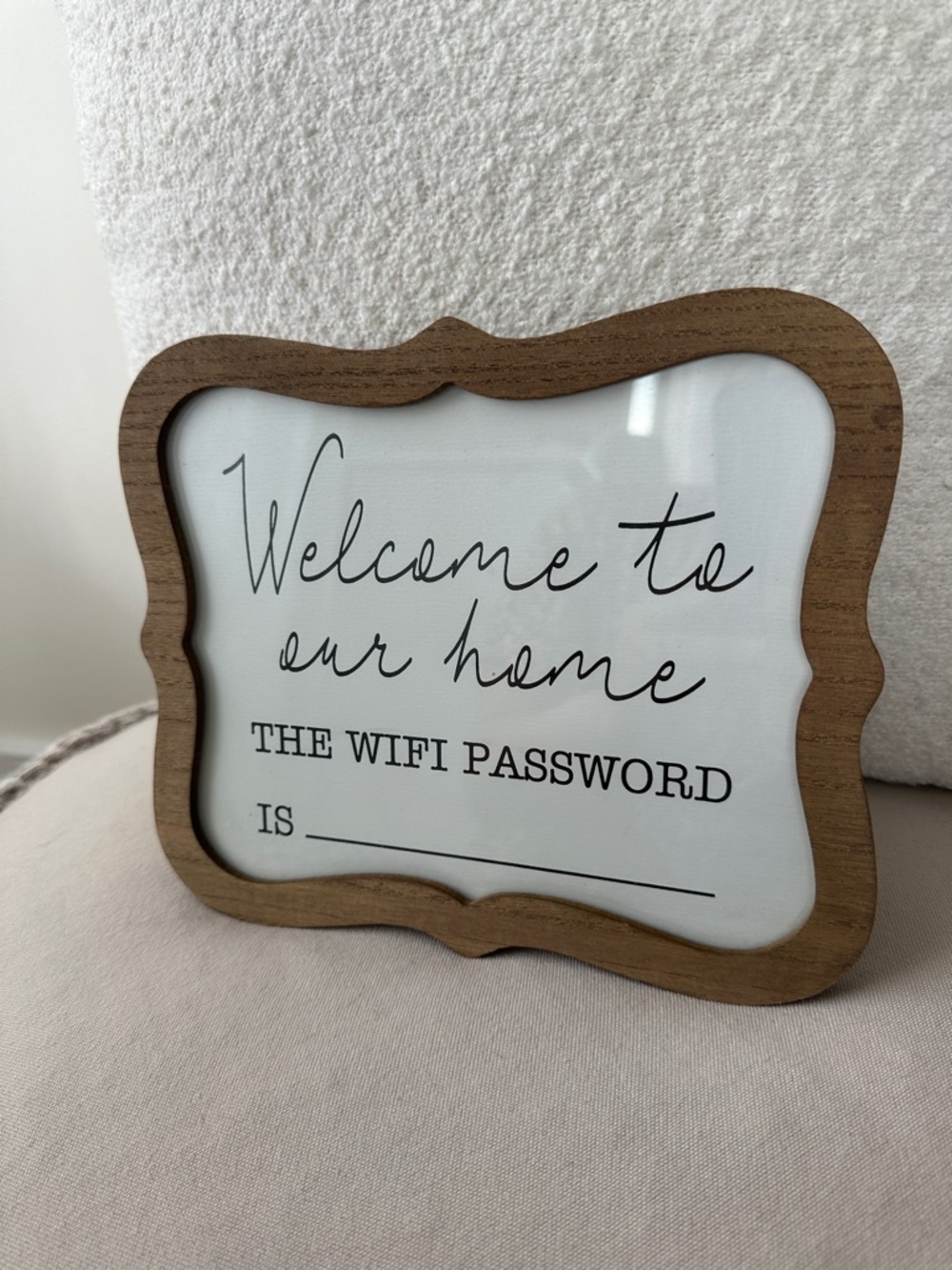 Hobby Lobby White and Brown "Welcome to Our Home" WiFi Password Sign